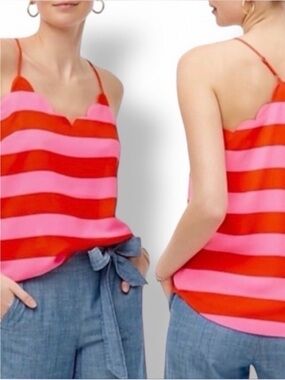 J. Crew Pink and Red Striped Camisole